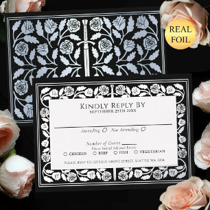 Invitation En Aluminium Épée Médiévale Argentée Noire Réponse Mariage Roya