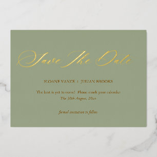 Invitation En Aluminium Épingle Moderne Vert Sauge Typographique pour Sauv