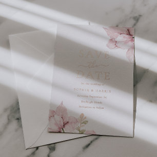 Invitation En Aluminium Époustouflant mariage floral rose Save The Date