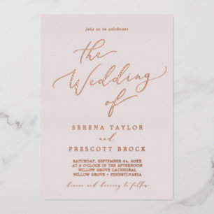 Invitation En Aluminium Épuration en or Rose délicate Blush Le Mariage D