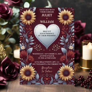 Invitation En Aluminium Est Maroon traditionnel Automne Couple Bourgogne M