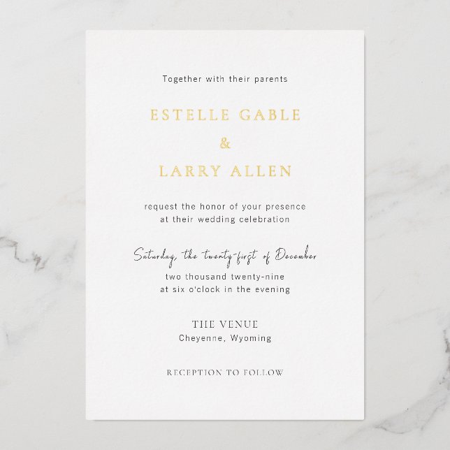 Invitation En Aluminium Estelle Elegant Wedding (Recto)