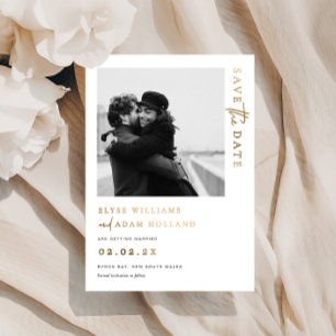Invitation En Aluminium Estelle Photo Gold Foil Mariage Enregistrer La Dat