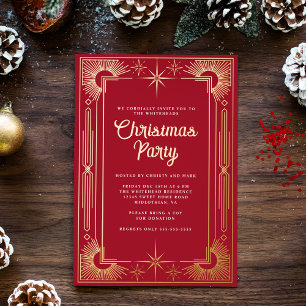Invitation En Aluminium Étoile Art Déco Noël Vacances
