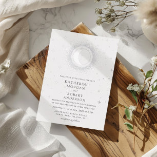 Invitation En Aluminium Étoiles de minuit célestes Mariage Lune