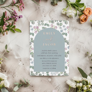 Invitation En Aluminium Eucalyptus Dusty Blue & Rose Gold Mariage