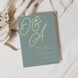 Invitation En Aluminium Eucalyptus | Mariage de monogramme de script or