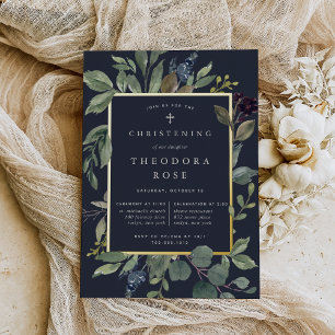 Invitation En Aluminium Eucalyptus & Sage Baptême ou Christening