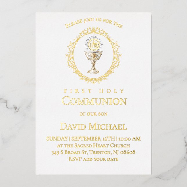 Invitation En Aluminium Eucharist First Holy Communion (Recto)