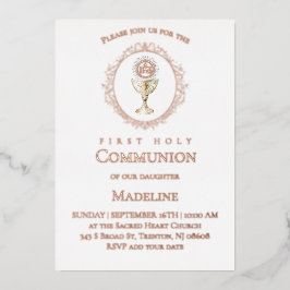 Invitation En Aluminium Eucharist First Holy Communion rose gold