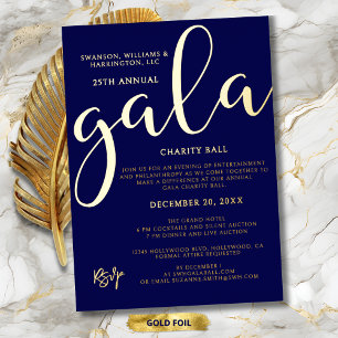 Invitation En Aluminium Événement de gala de charité Élégant Bleu Or