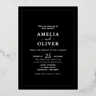 Invitation En Aluminium Événements de week-end QR Feuille d'argent Mariage