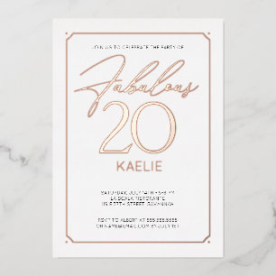 Invitation En Aluminium Fabuleux 20 Elégant 20e Anniversaire Foil Invitati