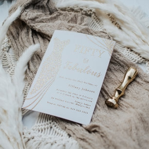 Invitation En Aluminium Fabuleux 50e Rose Robe d'or 50e anniversaire