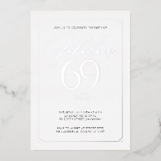 Invitation En Aluminium Fabuleux 69 Elégant 69e Anniversaire Foil Invitati