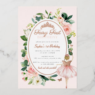 Invitation En Aluminium Fairy First 1er Anniversaire Rose Gold