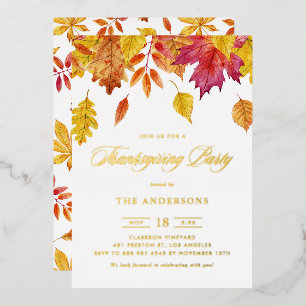 Invitation En Aluminium Falling Russe Feuille Garland Thanksgiving Party