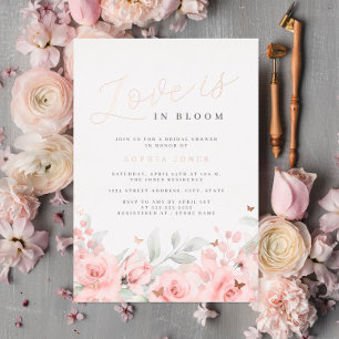 Invitation En Aluminium Fard Amour à Fleur Rose Gold Mariage