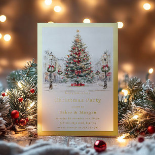Invitation En Aluminium Festif Golden Border Corporate Christmas Party