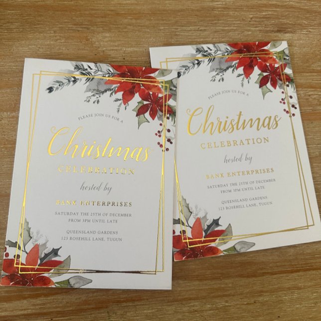 Invitation En Aluminium Festif moderne Géométrique de Noël Gold (Créateur téléchargé)