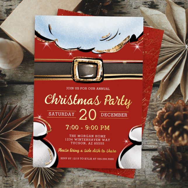 Invitation En Aluminium Festive moderne Elégante fête de Noël d'entreprise (elegant gold foil christmas party invitation for corporate holiday party family christmas party)