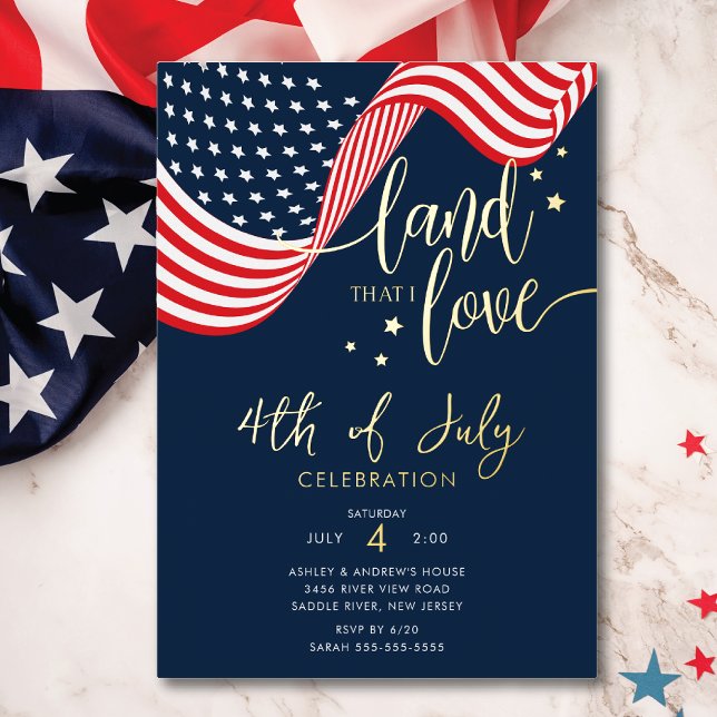 Invitation En Aluminium Fête 4 juillet USA (Créateur téléchargé)