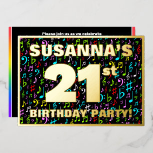 Invitation En Aluminium Fête d'anniversaire 21 ans — Symboles musicaux amu