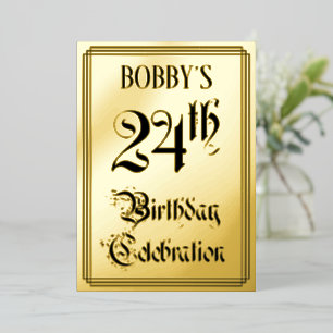 Invitation En Aluminium Fête d'anniversaire 24 ans — Écriture élégante + N
