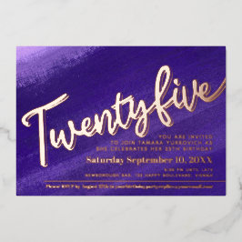 Invitation En Aluminium Fête d'anniversaire 25 ans rose gold violet