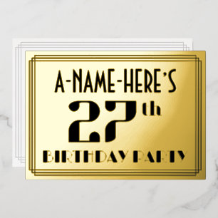 Invitation En Aluminium Fête d'anniversaire 27 ans : décoration Art Déco “