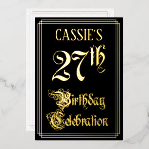 Invitation En Aluminium Fête d'anniversaire 27 ans — Écriture fantaisie et