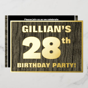 Invitation En Aluminium Fête d'anniversaire 28 ans : motif gras imitation 