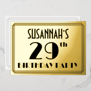 Invitation En Aluminium Fête d'anniversaire 29 ans — Style Art déco « 29 »