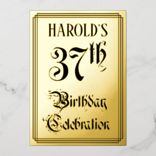 Invitation En Aluminium Fête d'anniversaire 37 ans — Écriture élégante + N