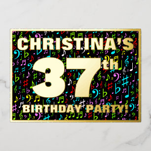 Invitation En Aluminium Fête d'anniversaire 37 ans — Symboles musicaux col