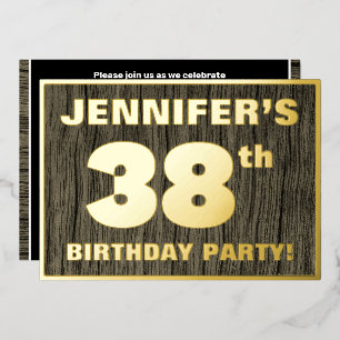Invitation En Aluminium Fête d'anniversaire 38 ans : motif gras imitation 