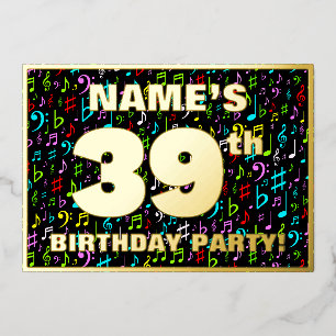 Invitation En Aluminium Fête d'anniversaire 39 ans — Symboles musicaux col