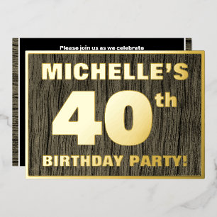 Invitation En Aluminium Fête d'anniversaire 40 ans : motif gras imitation 