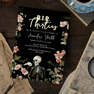 Invitation En Aluminium Fête d'anniversaire 40 ans RIP Thirties Floral Ske