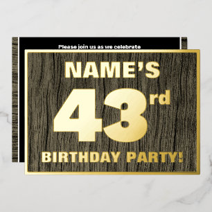 Invitation En Aluminium Fête d'anniversaire 43 ans : motif gras imitation 