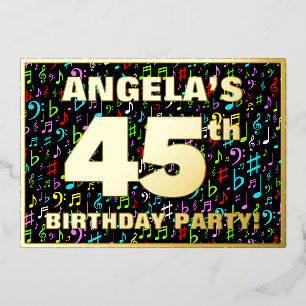 Invitation En Aluminium Fête d'anniversaire 45 ans — Symboles musicaux col