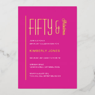 Invitation En Aluminium Fête d'anniversaire 50 ans Fifty and Fabulous avec