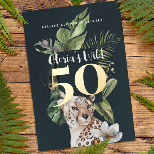 Invitation En Aluminium Fête d'anniversaire 50 ans Jungle Leopard