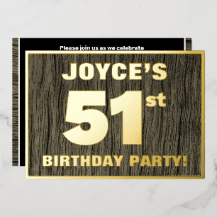 Invitation En Aluminium Fête d'anniversaire 51 ans : motif gras imitation 