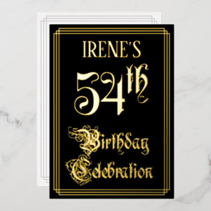 Invitation En Aluminium Fête d'anniversaire 54 ans — Écriture élégante et