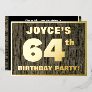 Invitation En Aluminium Fête d'anniversaire 64 ans : motif gras imitation 