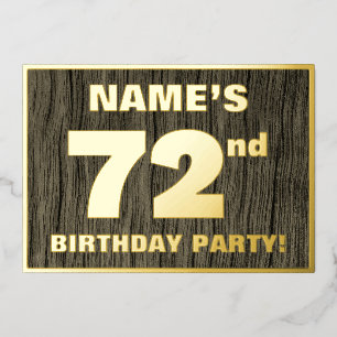 Invitation En Aluminium Fête d'anniversaire 72 ans : motif gras imitation 