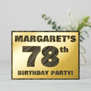 Invitation En Aluminium Fête d'anniversaire 78 ans — Texte à grain de bois