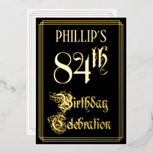 Invitation En Aluminium Fête d'anniversaire 84 ans — Écriture élégante et
