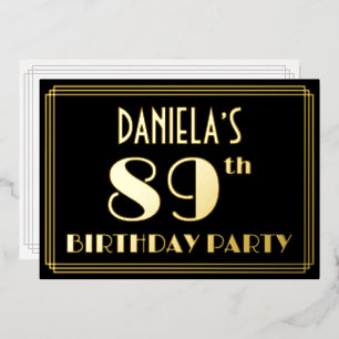 Invitation En Aluminium Fête d'anniversaire 89 ans : Style Art Déco “89” a